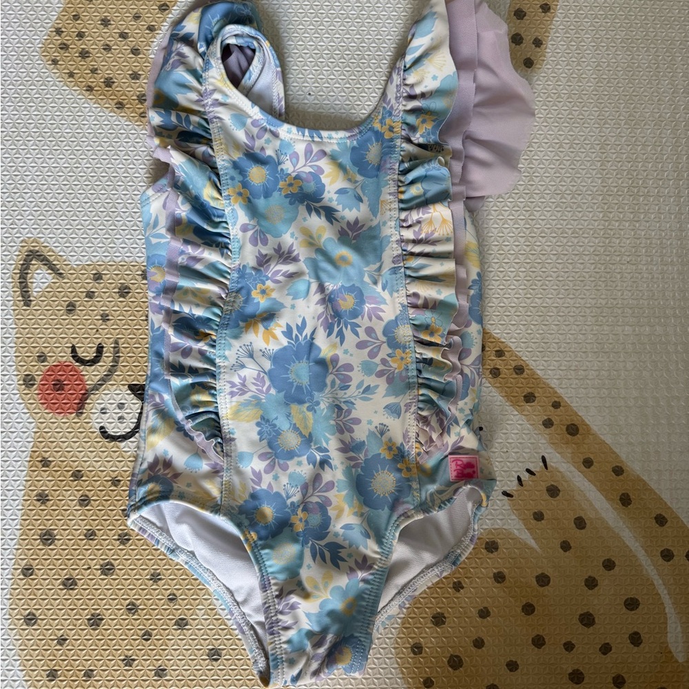 Ruffle Butts Floral Swimsuit with Ruffles 4T